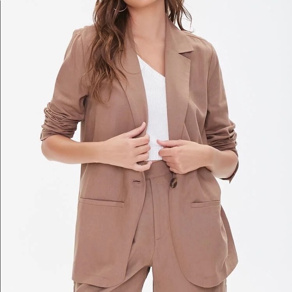 Forever 21 Jackets & Blazers - NWT Brown Linen Blazer | XS